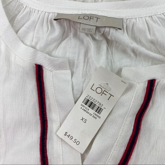 LOFT Boho Sleeveless Top White Red Blue Size XS - Picture 6 of 7